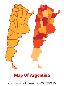 Argentina Map Yellow regions orange political map vector
