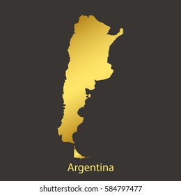 Argentina map,border with golden gradient. Vector illustration