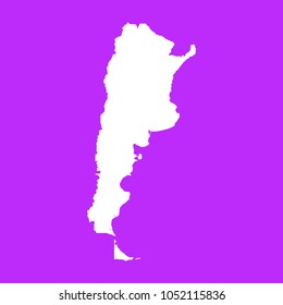 Argentina map-White map on purple background. Each city and border has separately. Vector illustration eps 10.