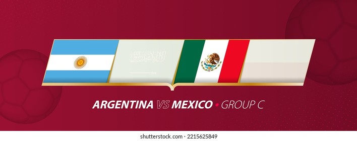 Argentina - Mexico football match illustration in group A. Vector flags.