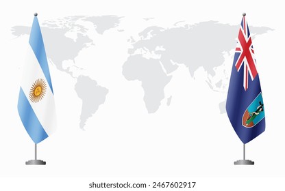 Argentina and Montserrat flags for official meeting against background of world map.