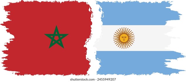 Argentina and Morocco grunge flags connection, vector