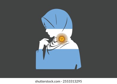 Argentina Muslim girl wearing France flag hijab, Argentina flag vector graphic, Argentina country flag is a symbol of freedom, National Argentina flag, vector illustration
