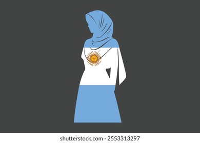 Argentina Muslim girl wearing France flag hijab, Argentina flag vector graphic, Argentina country flag is a symbol of freedom, National Argentina flag, vector illustration
