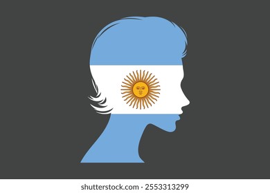 Argentina Menina muçulmana vestindo a bandeira da França hijab, Argentina bandeira vetor gráfico, Argentina bandeira do país é um símbolo de liberdade, bandeira nacional da Argentina, ilustração vetorial
