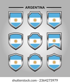 Argentina National Emblems Flag and Luxury Shield