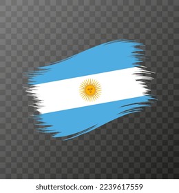 Argentina national flag. Grunge brush stroke. Vector illustration on transparent background.