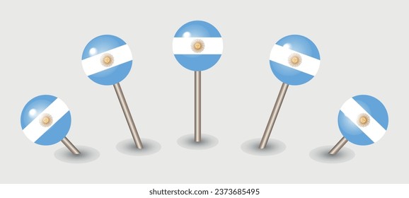 Argentina national flag map marker pin icon illustration