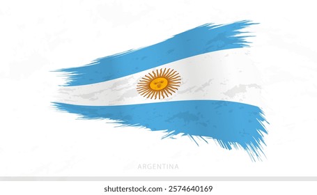 Argentina National Flag with Textured Brush Strokes. Artistic Brush Stroke Design.