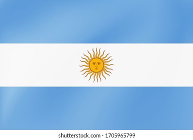 Argentina national flag with wavy silk texture. Close up Official Argentinian Symbol - Vector illustration