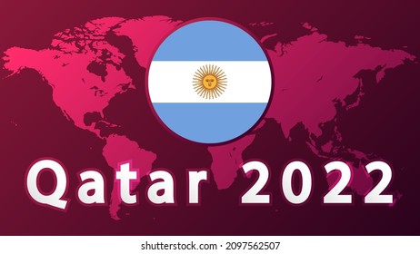 Argentina national football team .2022 football competition vector design. Not official logo qatar 2022. .Football Tournament, Football Cup, Background Design Template, Vector Illustration, 2022