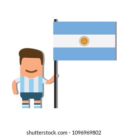 Argentina national football team holding the national flag icon, vector illustration design. Football world cup collection.