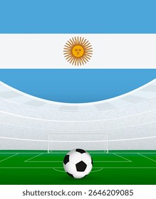 Argentina National Football Theme, Stadium and Soccer Ball. Soccer Match Concept in Argentina. Ideal for use in sports event promotions, football themed designs, and tournament advertisements.