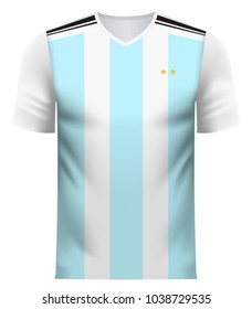 Argentina national soccer team shirt in generic country colors for fan apparel.