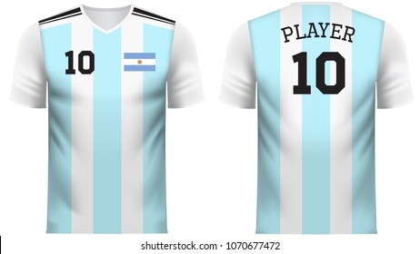 Argentina national soccer team shirt in generic country colors for fan apparel.