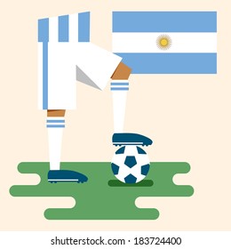 Argentina, national soccer uniform and flag, flat design