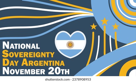 Diseño de pancartas vectoriales del Día Nacional de la Soberanía en Argentina. Feliz Día Nacional de la Soberanía Argentina moderna ilustración de afiches gráficos mínimos.