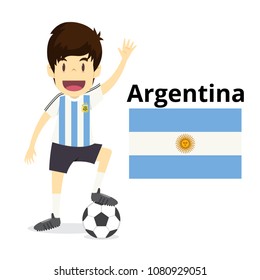 Argentina national team cartoon,football World,country flags. 2018 soccer world,isolated on white background. illustration vector