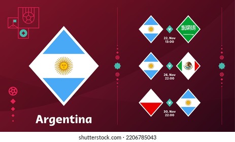 selección nacional argentina Programación de partidos en la etapa final del Campeonato Mundial de Fútbol 2022. Ilustración vectorial de los partidos del fútbol mundial 2022.