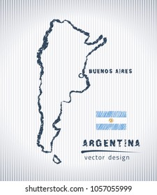 Argentina national vector drawing map on white background