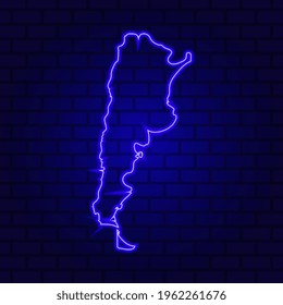 Argentina neon map on white background