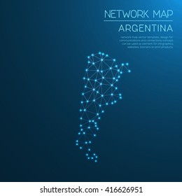 Argentina network map. Abstract polygonal map design. Internet connections vector illustration.