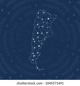 Argentina network style country map. Alluring space style, modern design for infographics or presentation.