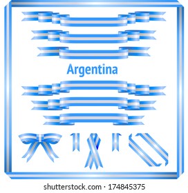 Argentina, Nicaragua flag, ribbons, bow in vector isolated on white background