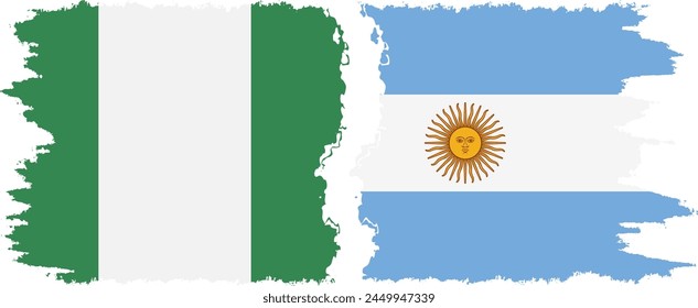 Argentina and Nigeria   grunge flags connection, vector