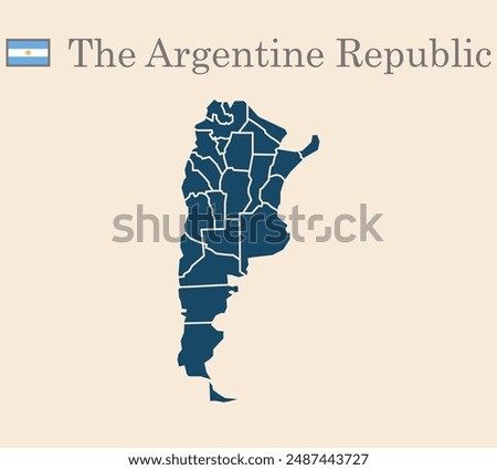 argentina old style map with flag, vector illustration, isolated on beige background 10 eps