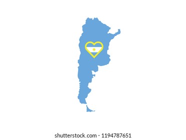 Argentina outline map country shape heart symbol love state borders