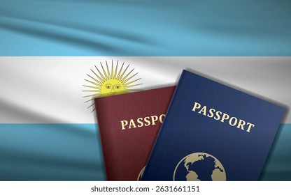 Passaportes da Argentina com Pavilhão da Argentina	
