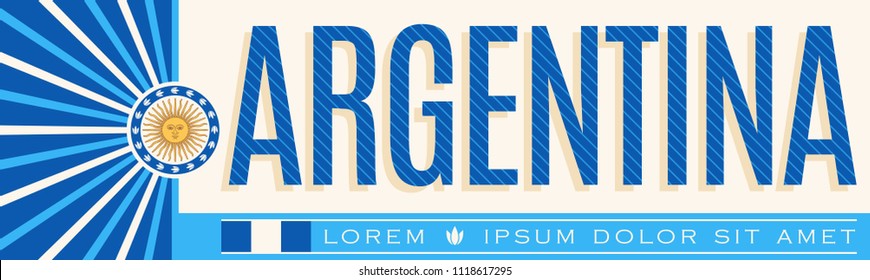 Argentina patriotic banner design, typographic vector illustration, argentine flag colors