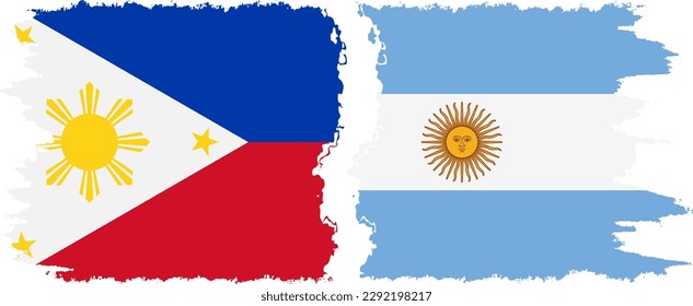 Argentina and Philippines grunge flags connection, vector