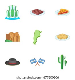 Argentina picnic icons set. Cartoon set of 9 Argentina picnic vector icons for web isolated on white background