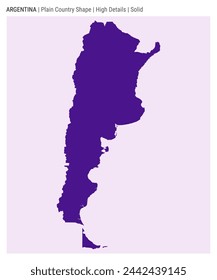 Argentina plain country map. High Details. Solid style. Shape of Argentina. Vector illustration.