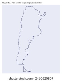 Argentina plain country map. High Details. Outline style. Shape of Argentina. Vector illustration.