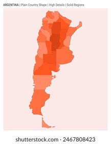 Argentina plain country map. High Details. Solid Regions style. Shape of Argentina. Vector illustration.