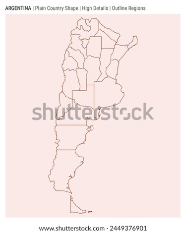 Argentina plain country map. High Details. Outline Regions style. Shape of Argentina. Vector illustration.