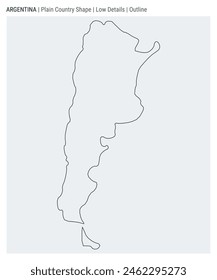 Argentina plain country map. Low Details. Outline style. Shape of Argentina. Vector illustration.