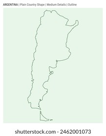 Argentina plain country map. Medium Details. Outline style. Shape of Argentina. Vector illustration.