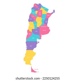 Argentina political map of administrative divisions - provinces and autonomous city of Buenos Aires. Colorful vector map with labels.