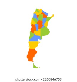 Argentina political map of administrative divisions - provinces and autonomous city of Buenos Aires. Blank colorful vector map.