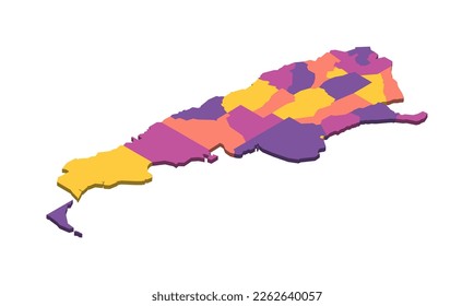 Argentina political map of administrative divisions - provinces and autonomous city of Buenos Aires. Isometric 3D blank vector map in four colors scheme.