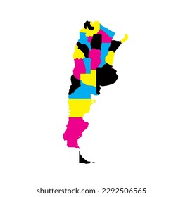 Argentina political map of administrative divisions - provinces and autonomous city of Buenos Aires. Blank vector map in CMYK colors.