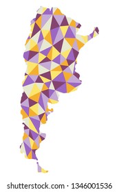 Argentina polygonal map background  low poly style yellow, orange, blue, purple colors  vector illustration eps
