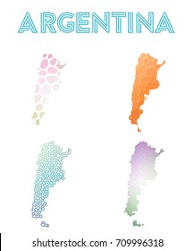 Argentina polygonal map. Mosaic style maps collection. Bright abstract tessellation, geometric, low poly, modern design. Argentina polygonal maps for infographics or presentation.