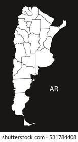 Argentina provinces Map black country illustration