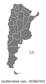 Argentina provinces Map grey