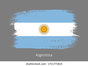 Argentina republic official flag in shape of paintbrush stroke. Argentinian national identity symbol for patriotic design. Grunge brush blot vector illustration. Argentina country nationality sign.